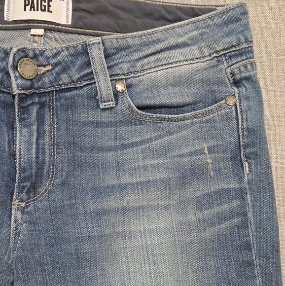 PAIGE Skyline Ankle Peg Medium Wash Slightly Distressed Jeans - Size 27 - Picture 5 of 14
